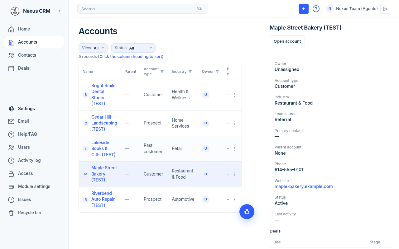 Account preview panel