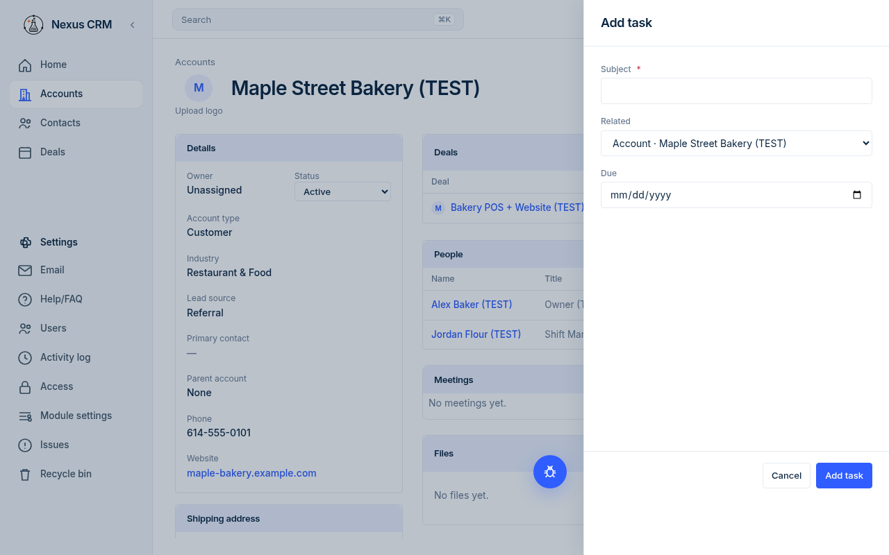 Add task panel