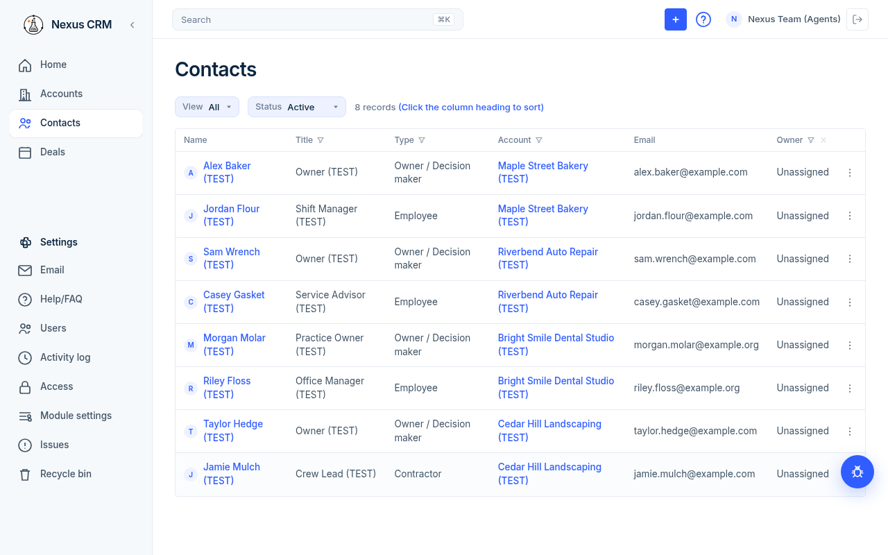 Contacts list