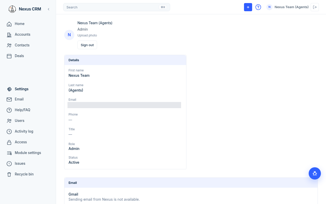 Profile page