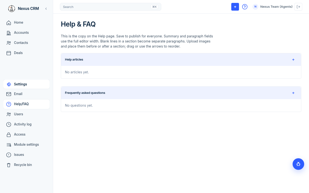 Help & FAQ editor